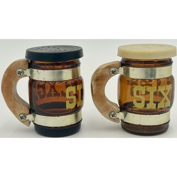 Vintage Six Flags Over Texas Barrel Mug Salt and Pepper Shaker Set - Picture 6 of 16